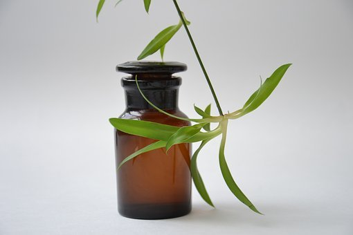 A bottle of plant-based medicine.